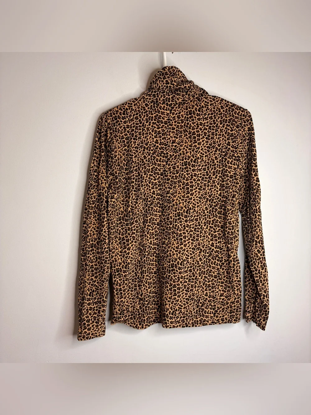 J. Crew Leopard Print Long Sleeve Turtleneck Top‎ 100% Cotton Medium